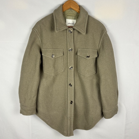 Wilfred Free Aritzia Womens Ganna Wool Shirt Jacket Shacket Sz S Merino Utility - Picture 1 of 9